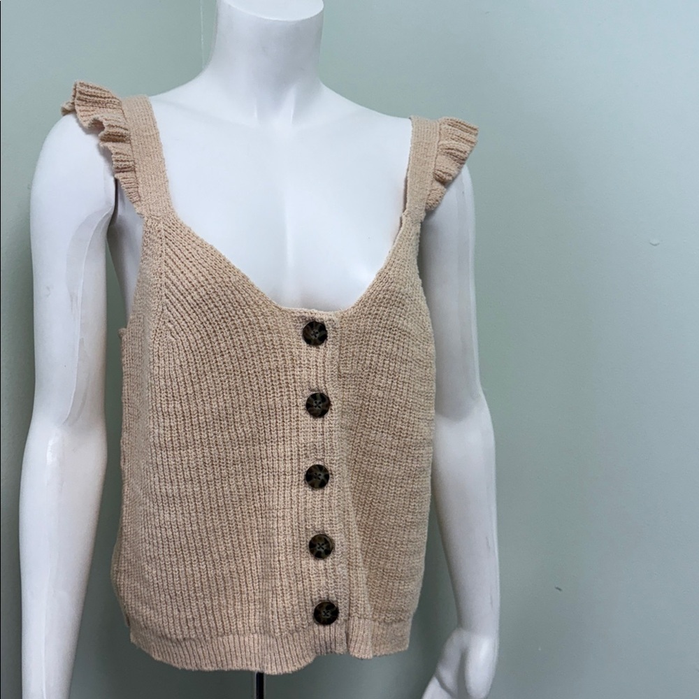 Madewell Ruffle Strap Button Front Sweater Tank S… - image 6